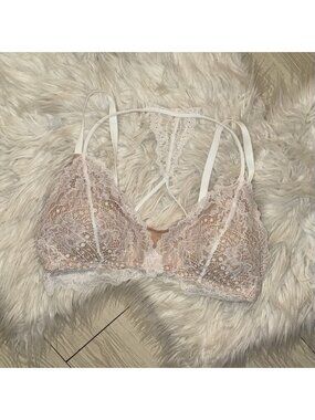 Soma TellTale The Lover Bralette Bra Lace Lined Strappy WF Womens M Medium White
